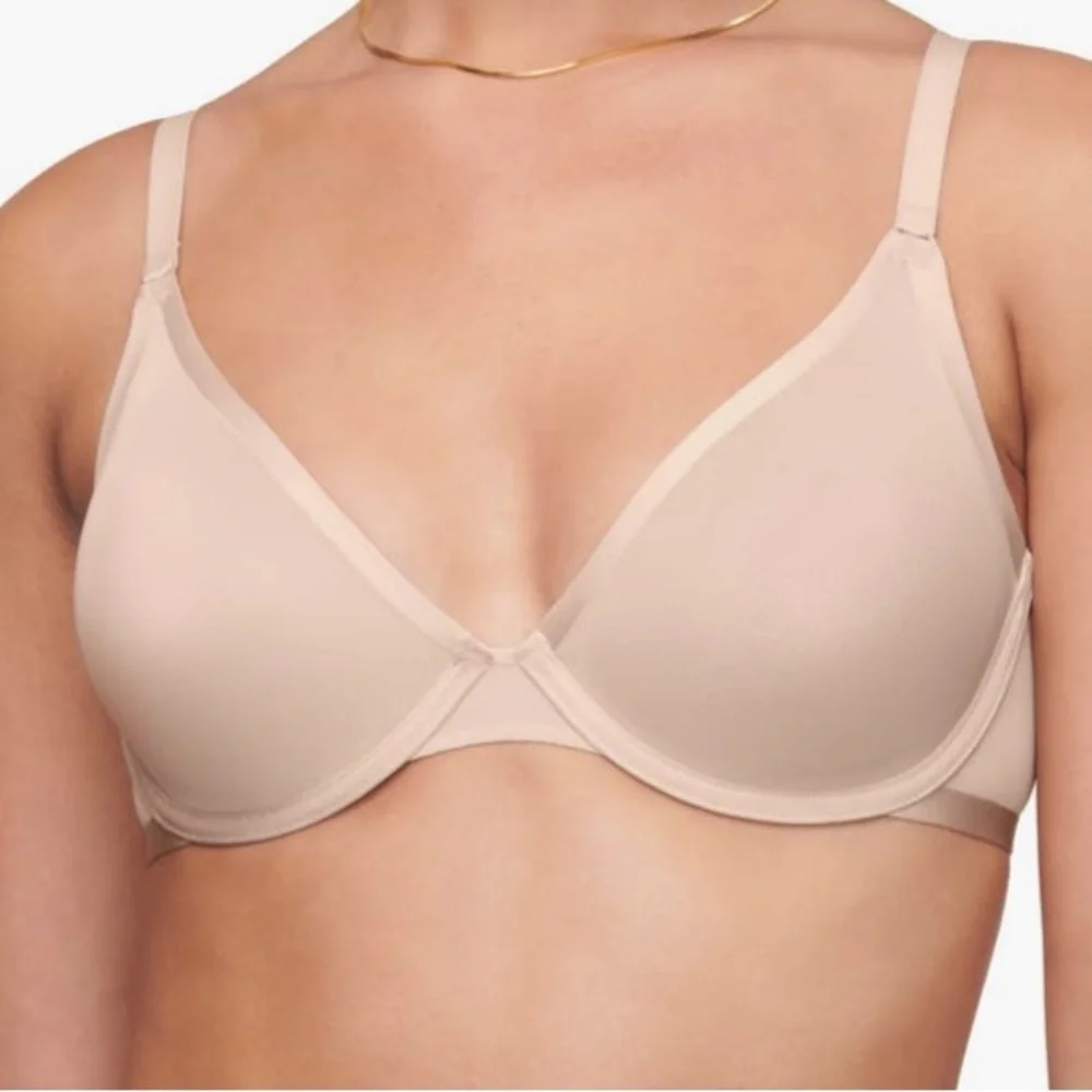 Brand New CUUP The Plunge Mesh Bra Sand Beige Nude Blush Pearl Sheer Wired Net